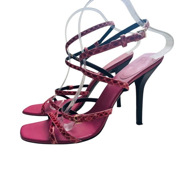 Gucci Authentic Snakeskin Leather Strappy Heels - Picture 5 of 14
